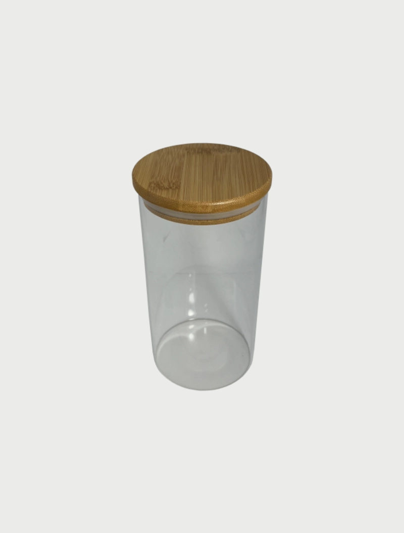 Pote de vidro c/ tampa bambu 1.3L